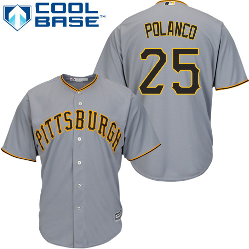 Pirates #25 Gregory Polanco Grey Cool Base Stitched Youth MLB Jersey - Click Image to Close